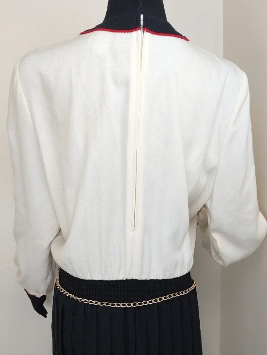 Jeffrey Dara Linda Hutley Vtg 70s/80s Two-Tone Maxi Dress Coin Belt 13/14 - Picture 4 of 15